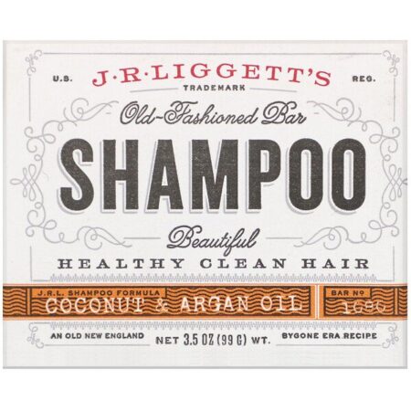 J.R. Liggett's, Shampoo Sólido à Moda Antiga, Coco e Óleo de Argan, 99 g (3,5 oz)