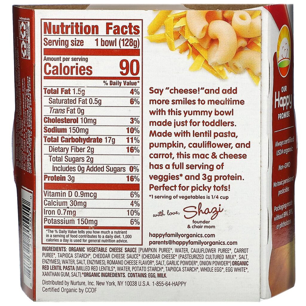 Happy Family Organics, Organics Happy Tot, 12+ Months, Mac & Cheese, 4.5 oz (128 g) - Imagem 2