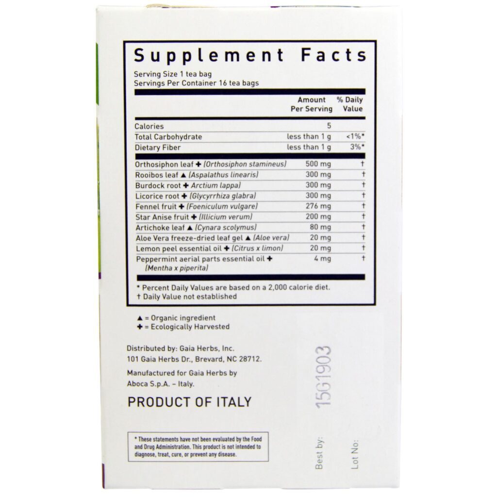 Gaia Herbs, Limpeza & Detox, Sem Cafeína, 16 Sachês, 1.13 oz (32 g) - Imagem 2