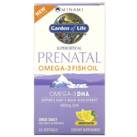 Minami Nutrition, Supercritical Prenatal, Óleo de Peixe Ômega-3, Sabor de Limão, 60 Cápsulas Softgel