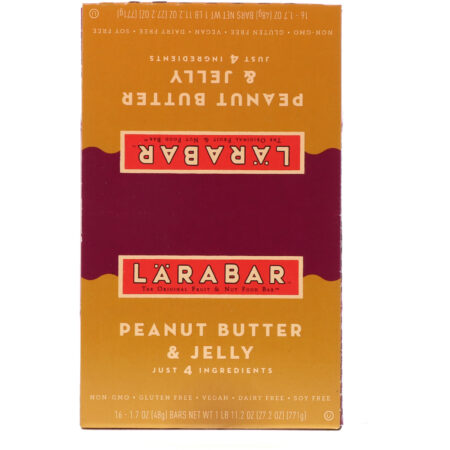 Larabar, The Original Fruit & Nut Food Bar, Peanut Butter & Jelly, 16 Bars, 1.7 oz (48 g) Each - Image 2