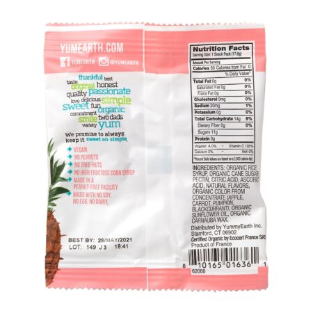 YumEarth, Petisco de Frutas Orgânicas, Tropical, 17,6 g (0,62 oz) - Image 2