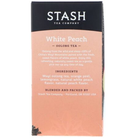 Stash Tea, Oolong Tea, White Peach, 18 Tea Bags, 1.2 oz (35 g) - Imagem 2