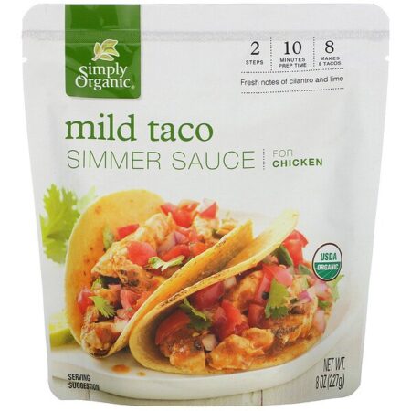 Simply Organic, Molho Orgânico Sauce, Taco Suave, Frango, 8 oz (227 g)