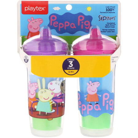 Playtex Baby, Sipsters, Peppa Pig, A Partir de 12 Meses, 2 Copos, 266 ml (9 oz) Cada