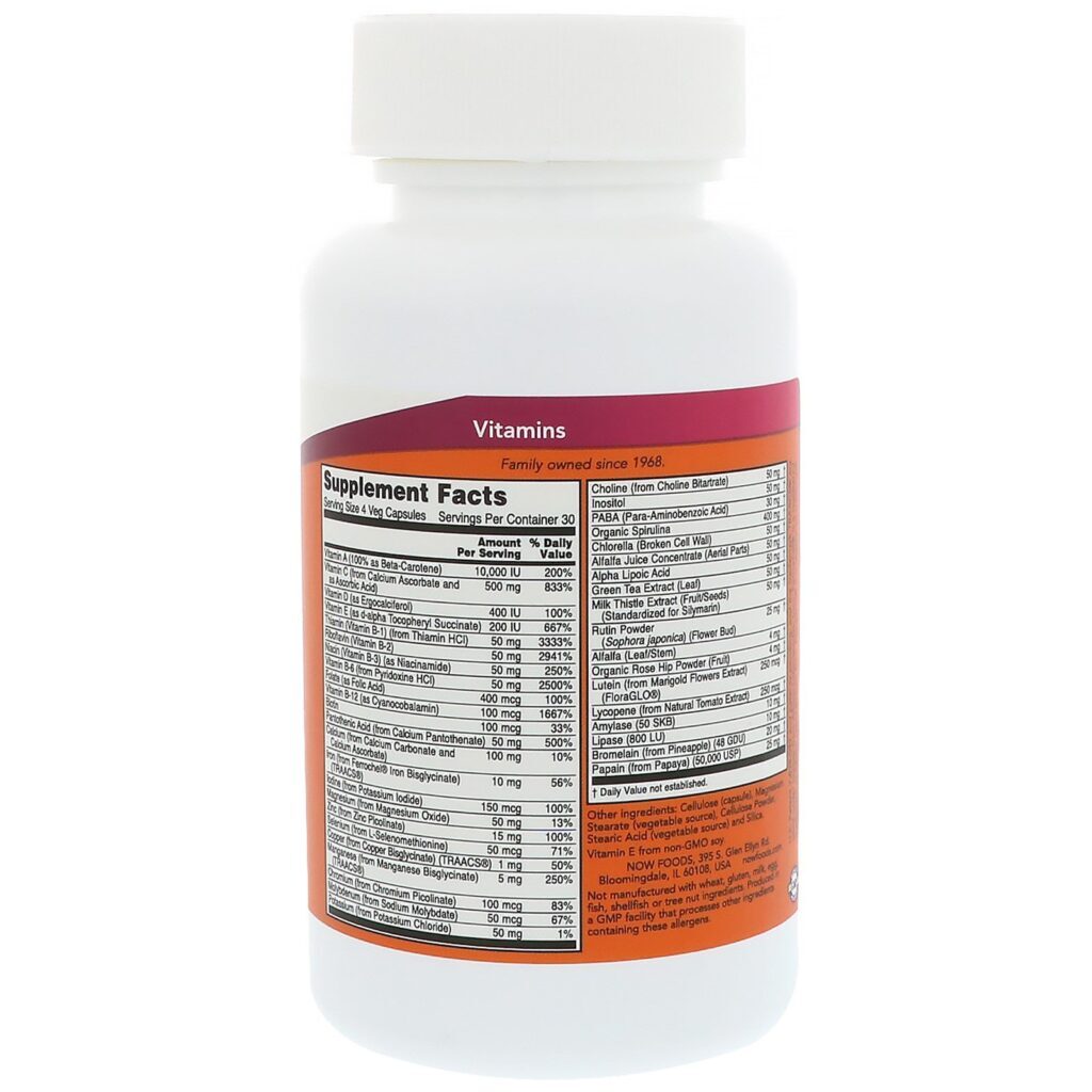 Now Foods, Special Two, Multi Vitamin, 120 Veg Capsules - Imagem 2