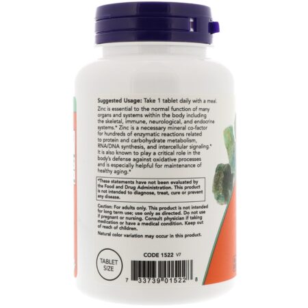 Now Foods, Zinco, 50 mg, 250 Comprimidos - Image 3