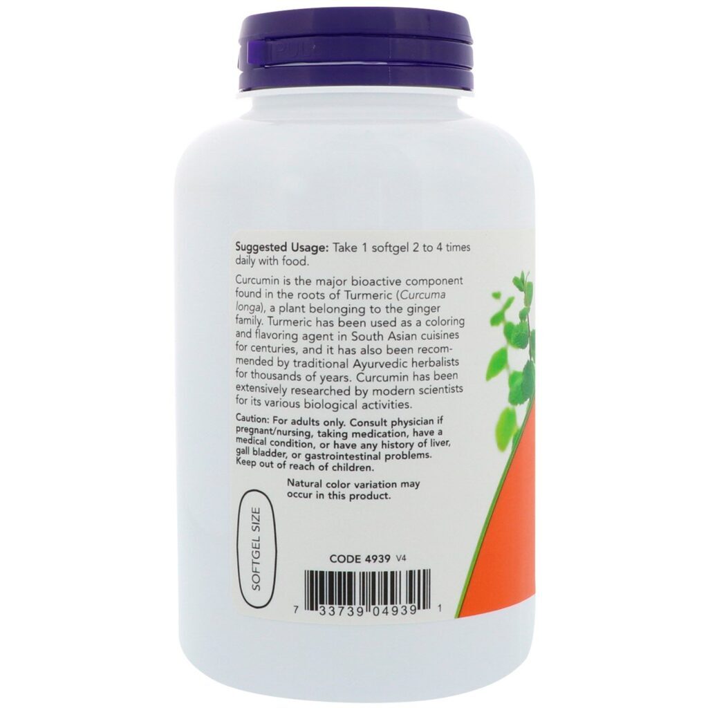 Now Foods, Curcumina, 120 Cápsulas Softgel - Imagem 3