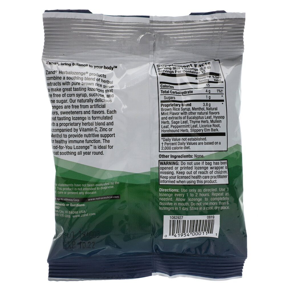 Zand, Menthol, Herbalozenge, Mentol Calmante, 15 Losangos Mentolados - Imagem 2