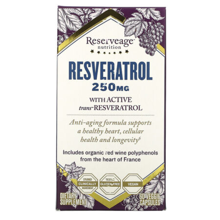 ReserveAge Nutrition, Resveratrol, 250 mg, 60 Cápsulas Vegetais