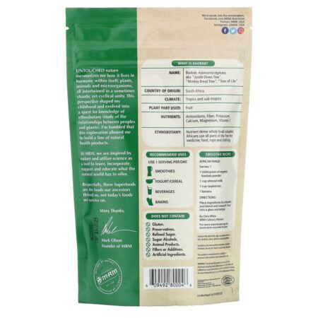MRM, Baobá Orgânico Cru em Pó, 240 g (8,5 oz) - Imagem 2