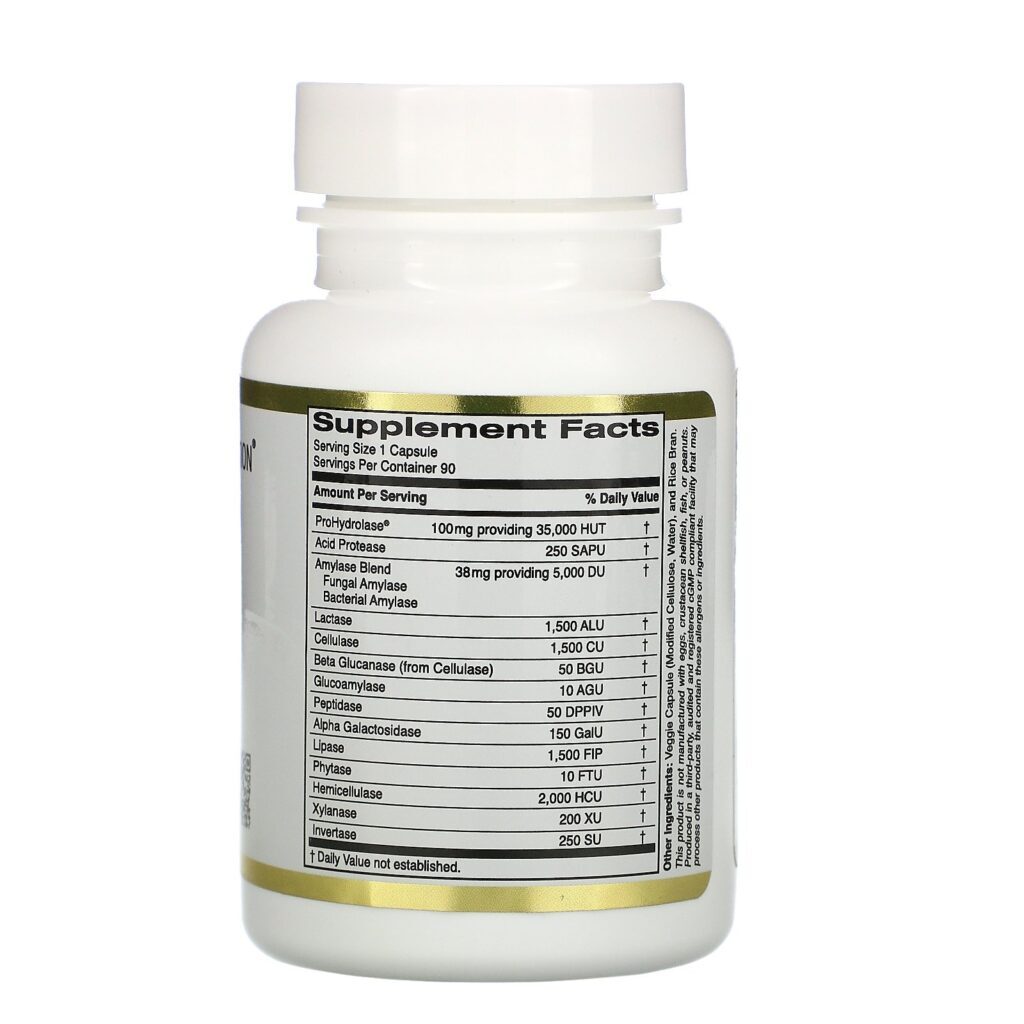 California Gold Nutrition, Enzimas Digestivas, Espectro Amplo, 90 Cápsulas Vegetais - Imagem 2