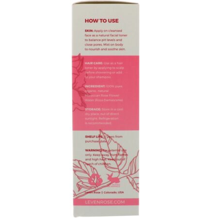 Leven Rose, Água de rosas 100% pura e orgânica, 4 fl oz (118 ml) - Image 2