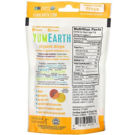 YumEarth, Balas Orgânicas de Vitamina C, Bosque Cítrico, 93,5 g (3,3 oz) - Image 2