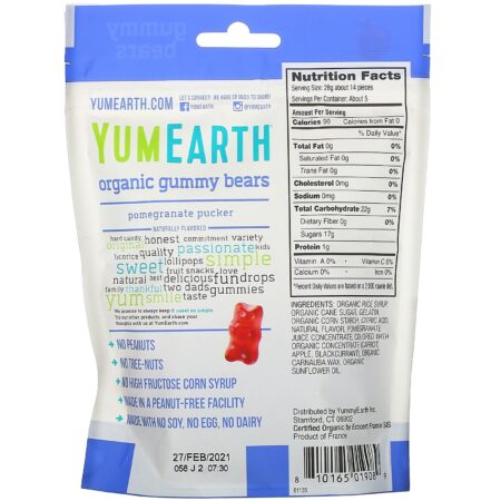 YumEarth, Gomas de Ursinhos, Sabor Romã Beicinho, 5 oz (142 g) - Image 2