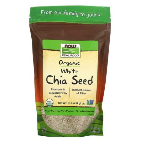 Now Foods, Real Food, Semente de Chia Orgânica Branca, 454 g (1 lb)