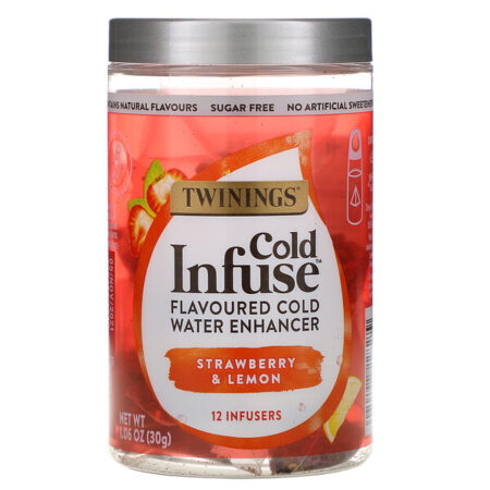 Twinings, Cold Infuse, Flavoured Cold Water Enhancer, Strawberry & Lemon, 12 Infusers, 1.06 oz (30 g)