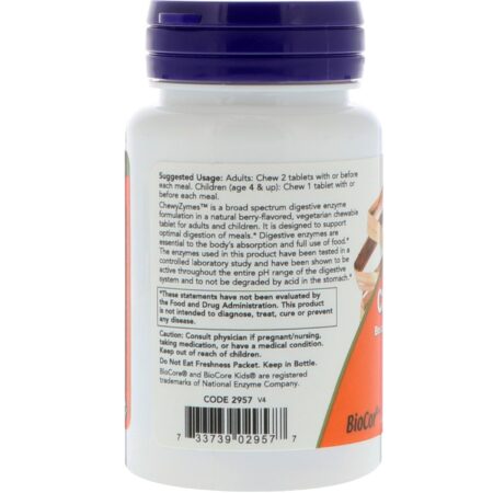 Now Foods, ChewyZymes, Sabor Natural de Amora, 90 Mastigáveis - Image 3