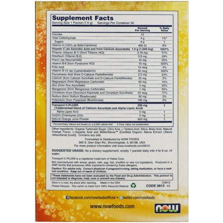 Now Foods, Effer-C, Effervescent Drink Mix, Orange, 30 Packets, 7.5 g Each - Image 2