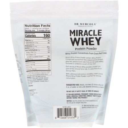 Dr. Mercola, Whey Protein Miracle em Pó, Original, 16 oz (454 g) - Image 2