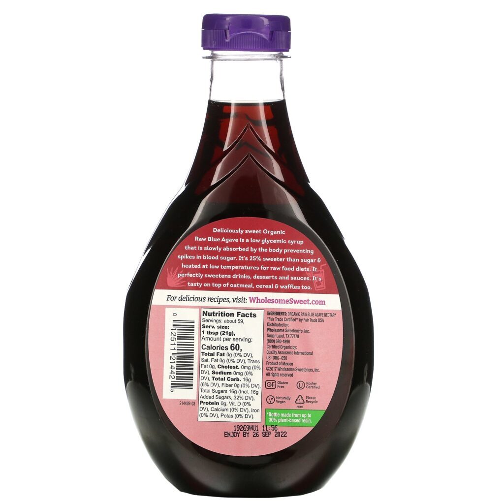 Wholesome, Organic Raw Blue Agave, 1,25 kg (44 oz) - Imagem 2