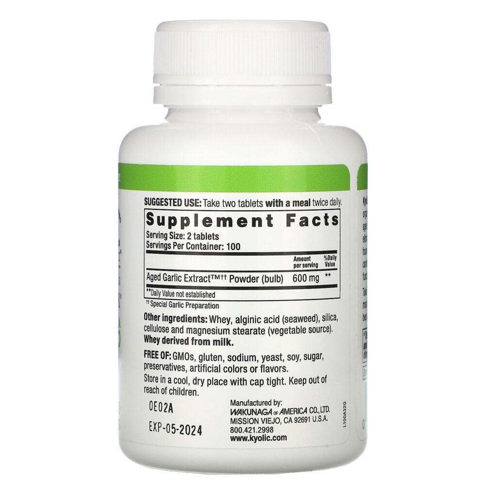 Kyolic, Cardiovascular, Fórmula 100, 200 comprimidos - Imagem 2