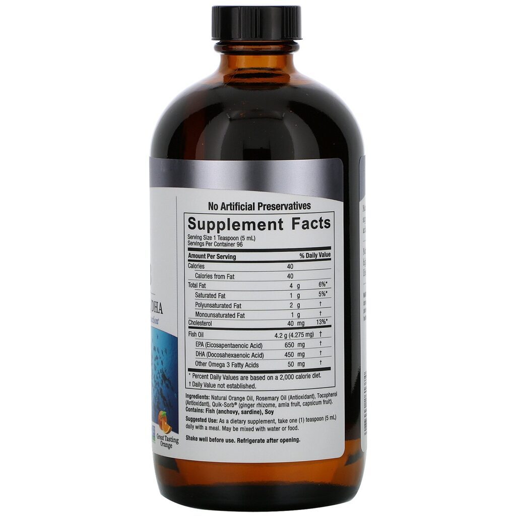 Nature's Answer, Liquid Omega-3, Deep Sea Fish Oil EPA/DHA, Orange Flavor, 16 fl oz (480 ml) - Imagem 2