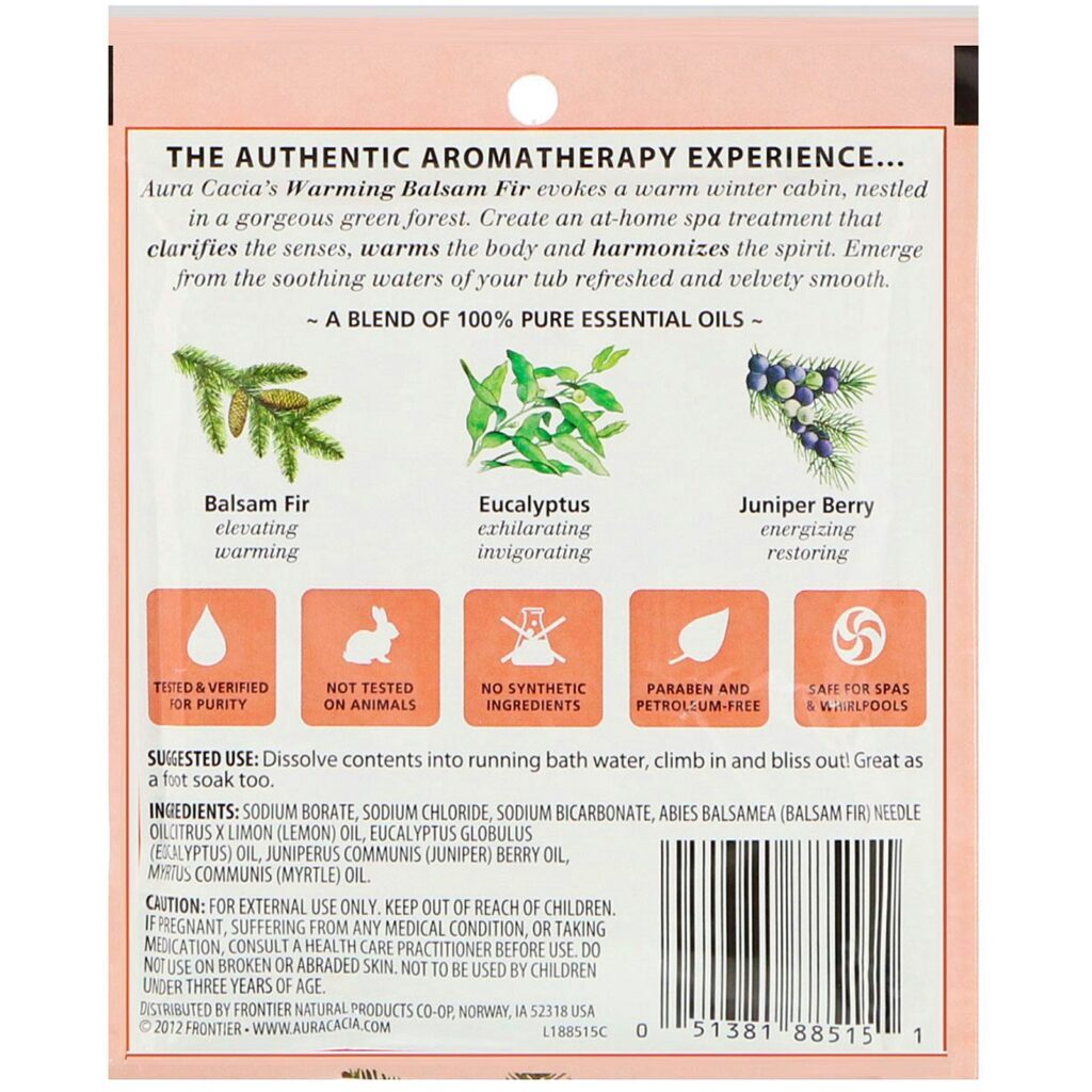 Aura Cacia, Banho Mineral de Aromaterapia, Abeto Balsâmico Aquecedor, 2.5 oz (70,9 g) - Imagem 2