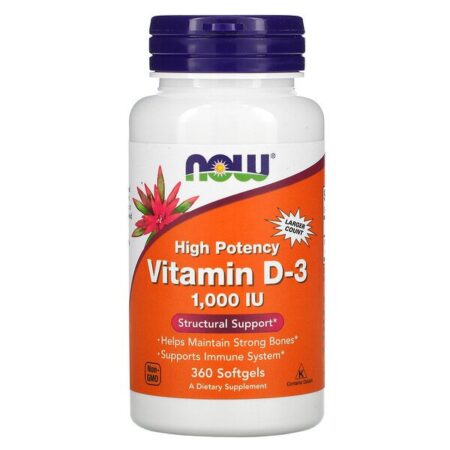 Now Foods, Vitamina D-3 de Alta Potência, 1.000 UI, 360 Cápsulas Softgel