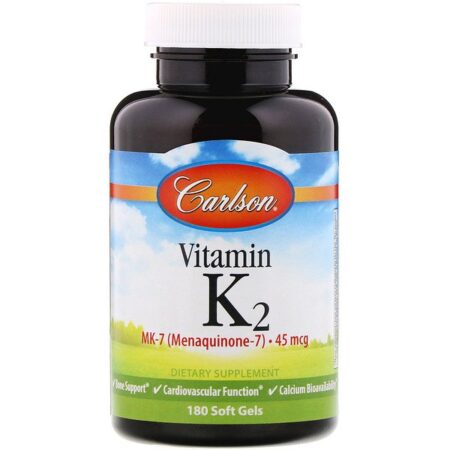 Carlson Labs, Vitamina K2 MK-7 (Menaquinona-7), 45 mcg, 180 Cápsulas Softgel