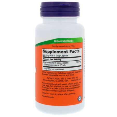 Now Foods, Sabugueiro, 500 mg, 60 cápsulas vegetais - Image 2