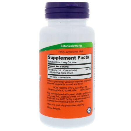 Now Foods, Sabugueiro, 500 mg, 60 cápsulas vegetais - Imagem 2