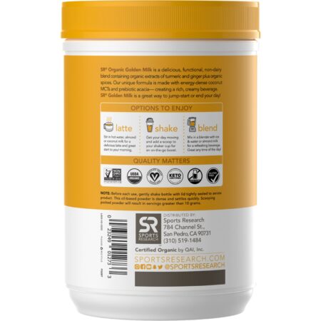 Sports Research, Golden Milk with Turmeric & Ginger, 10.6 oz (300 g) - Image 3