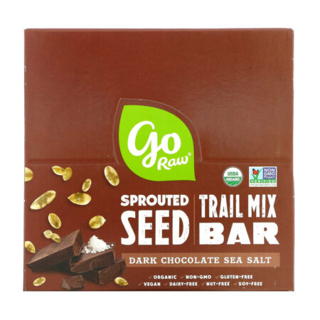Go Raw, Sprouted Seed Trail Mix Bar, Dark Chocolate Sea Salt, 12 Bars, 1.2 oz(34 g) Each - Imagem 2