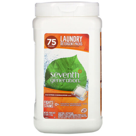 Seventh Generation, Laundry Detergent Packs, Citrus & Sandalwood, 75 Packs, 3.3 lbs (1.5 kg)