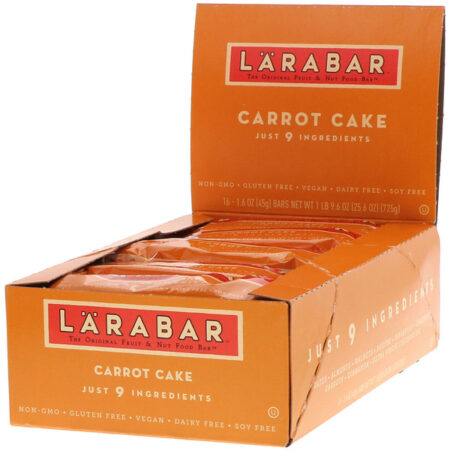 Larabar, The Original Fruit & Nut Food Bar, Carrot Cake, 16 Bars, 1.6 oz (45 g) Each