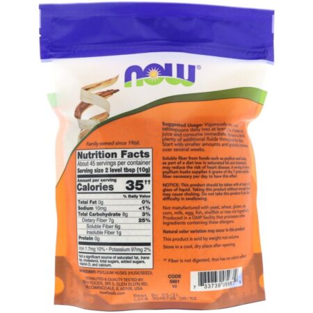 Now Foods, Cascas de Psyllium Inteiras, 454 g (16 oz) - Imagem 2