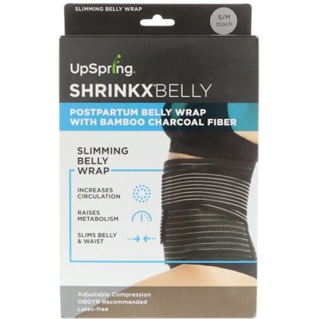 UpSpring, Shrinkx Belly, Modelador Pós-parto com Fibra de Carvão Ativado de Bambu, Tamanhos P/M, Preto