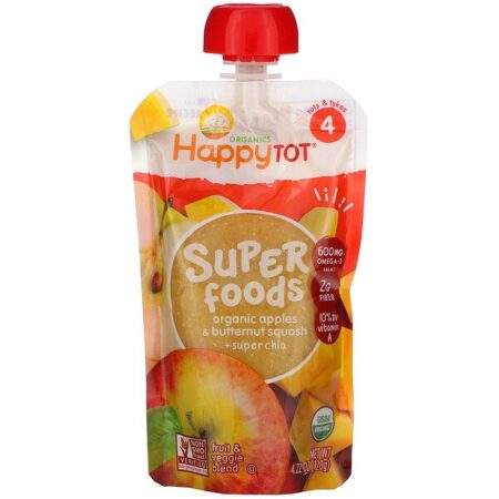 Happy Family Organics, Happy Tot, Superfoods, Stage 4, Organic Apples & Butternut Squash + Super Chia, 4.22 oz (120 g)