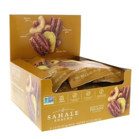 Sahale Snacks, Glazed Mix, Banana Rum Pecans, 9 Packs, 1.5 oz (42.5 g) Each