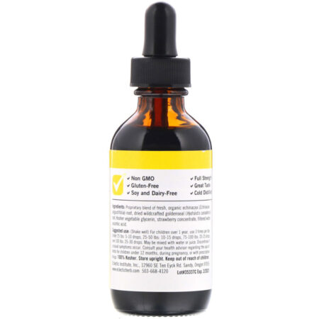 Eclectic Institute, Kids Herbs, Echinacea Goldenseal, Strawberry Flavor, 2 fl oz (60 ml) - Imagem 2
