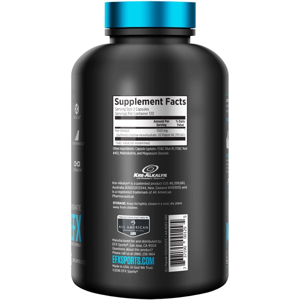 EFX Sports, Kre-Alkalyn EFX, 240 Cápsulas - Imagem 3