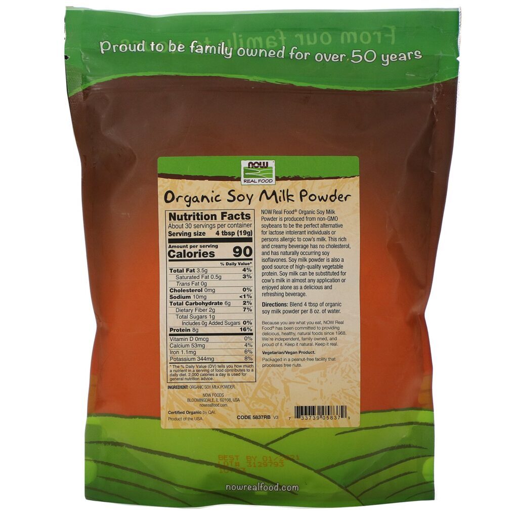 Now Foods, Comida de Verdade, Leite de Soja Orgânico em Pó, 567 g (20 oz) - Imagem 2