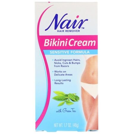 Nair, Removedor de pelos, Creme Biquíni, Fórmula Sensível, Com Chá Verde, 1,7 oz (48 g)