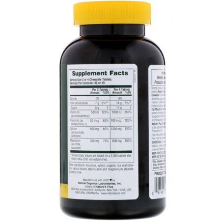 Nature's Plus, Cálcio/Magnésio/Vitamina D3, Sabor Baunilha, 60 Comprimidos Mastigáveis - Imagem 2