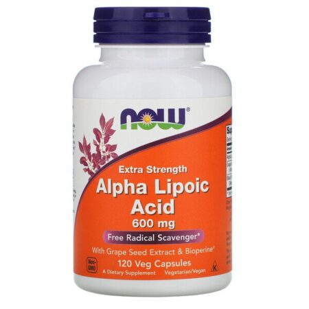 Now Foods, Ácido Alfalipoico, Força Extra, 600 mg, 120 Cápsulas Vegetais