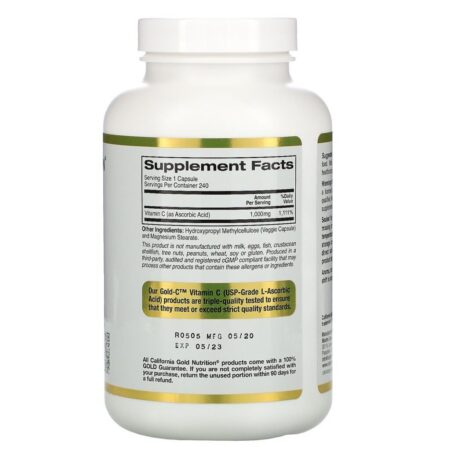 California Gold Nutrition, Gold C, Vitamina C, 1.000 mg, 240 Cápsulas Vegetais - Imagem 2