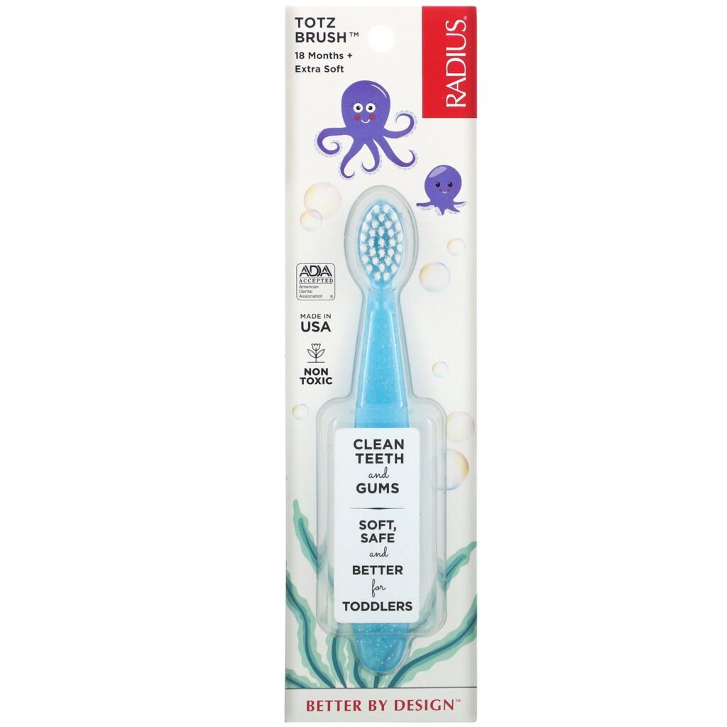 RADIUS, Totz Toothbrush, 18 + Months, Extra Soft, Light Blue Sparkle, 1 Toothbrush - Imagem 2