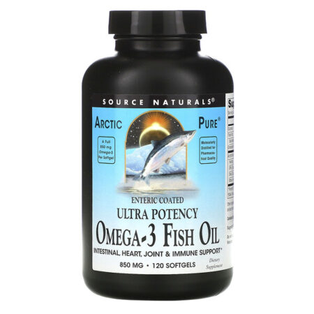 Source Naturals, Arctic Pure, Óleo de Peixe Ultrapotente com Ômega-3, 850 mg, 120 Cápsulas Gelatinosas