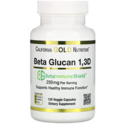 California Gold Nutrition, Betaglucano 1-3D com Beta-ImmuneShield, 250 mg Por Dose, 120 Cápsulas Vegetais